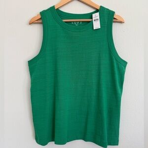 LOFT Vibrant Green Tank Top NWT Large Playful Summer Vibes Sleeveless Layering